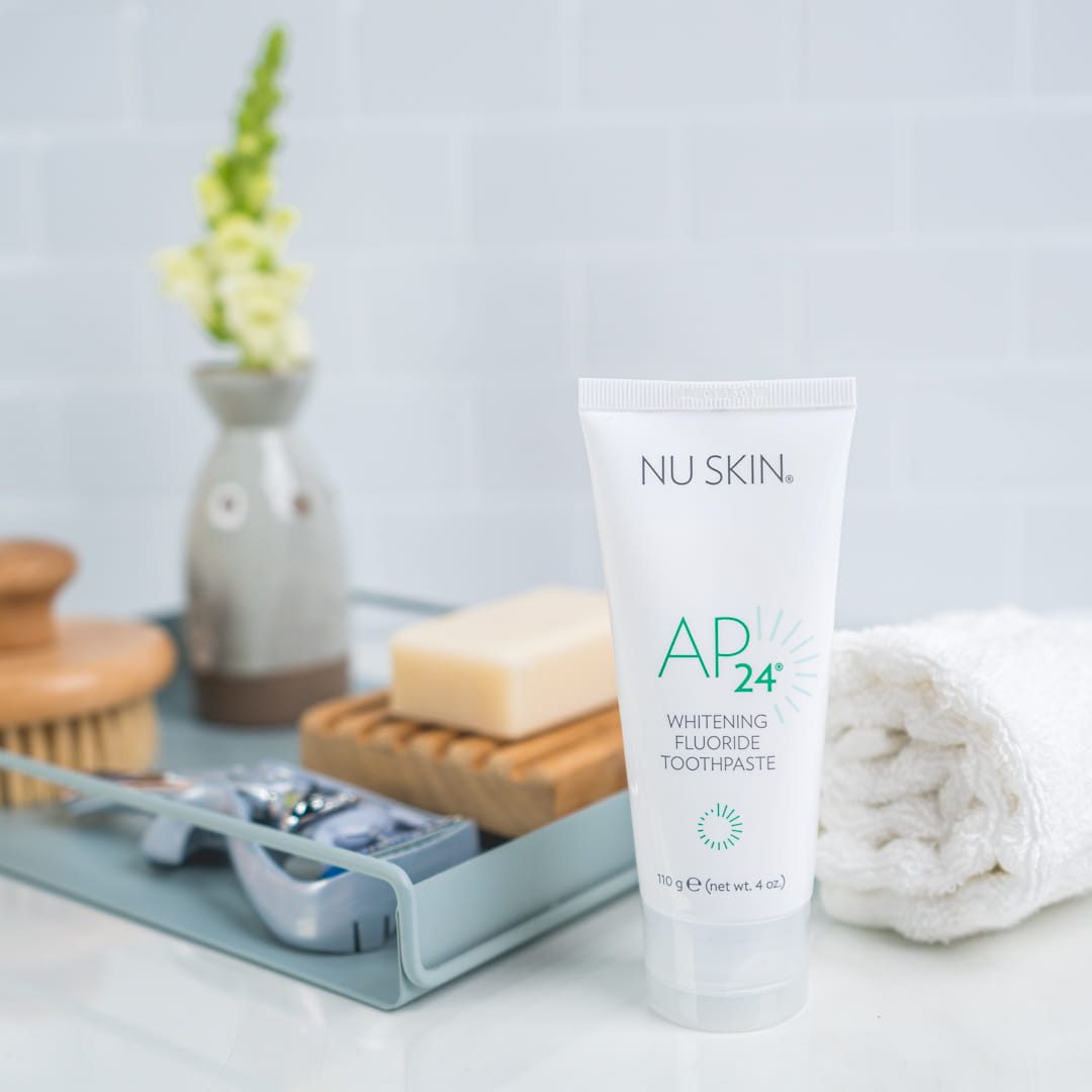 nu-skin-ap-24-whitening-fluoride-toothpaste-product-image (22) (1) Nu Skin AP24 Whitening Fluoride Toothpaste in the bathroom
